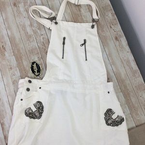 Hale Bob overalls White Jumpsuit Bling Sequins XL
